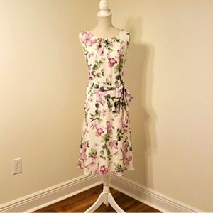 Jessica Howard size 14 sleeveless floral easter Lilac purple midi dress